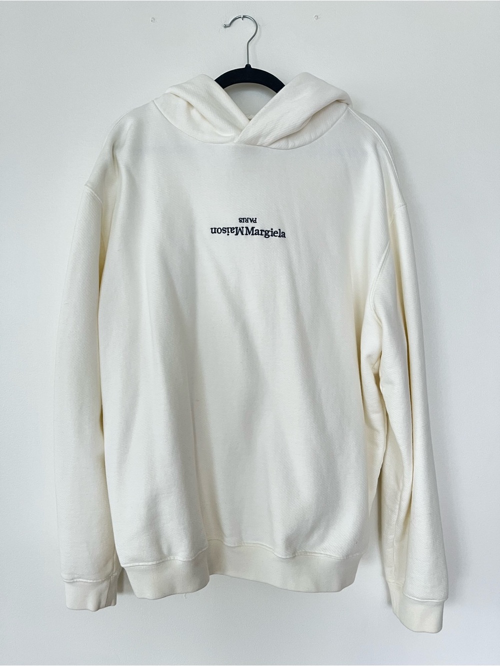 Maison Martin Margiela Off-White Hoodie with Inverted Logo